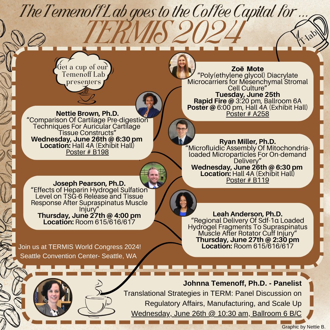 Temenoff Lab (@temenofflab) on Twitter photo It's TERMIS TIMEEE!!! Grab a cup of coffee and join the Temenoff Lab presenters and panelists at #TERMIS2024. We can't wait to see you there! <a href="/TERMISAM/">TERMIS-AM</a> <a href="/TemenoffLab/">Temenoff Lab</a> <a href="/GeorgiaTech/">Georgia Tech</a> <a href="/CoulterBME/">Coulter BME | Emory & Georgia Tech</a> It's TERMIS TIMEEE!!! Grab a cup of coffee and join the Temenoff Lab presenters and panelists at #TERMIS2024. We can't wait to see you there! <a href="/TERMISAM/">TERMIS-AM</a> <a href="/TemenoffLab/">Temenoff Lab</a> <a href="/GeorgiaTech/">Georgia Tech</a> <a href="/CoulterBME/">Coulter BME | Emory & Georgia Tech</a>