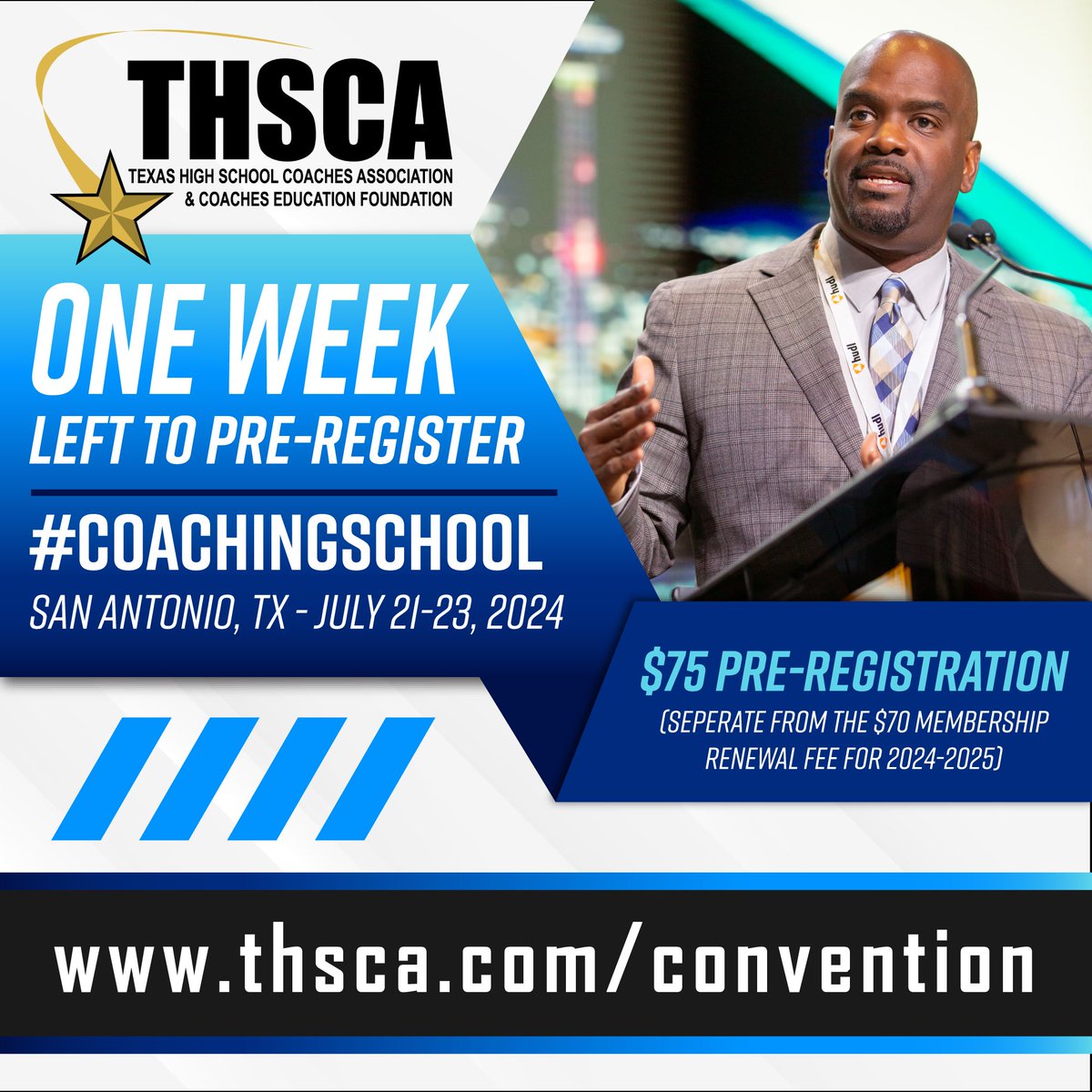 THSCAcoaches's tweet photo. ⚠️PRE-REGISTRATION FOR #COACHINGSCHOOL CLOSES IN 1 WEEK⚠️
Haven't registered for coaching school? CLICK HERE NOW https://t.co/UH1GjIWKv6
Don't miss out on the chance to grow in your profession. 🙌 #THSCAproud https://t.co/2XFF9nh8MP