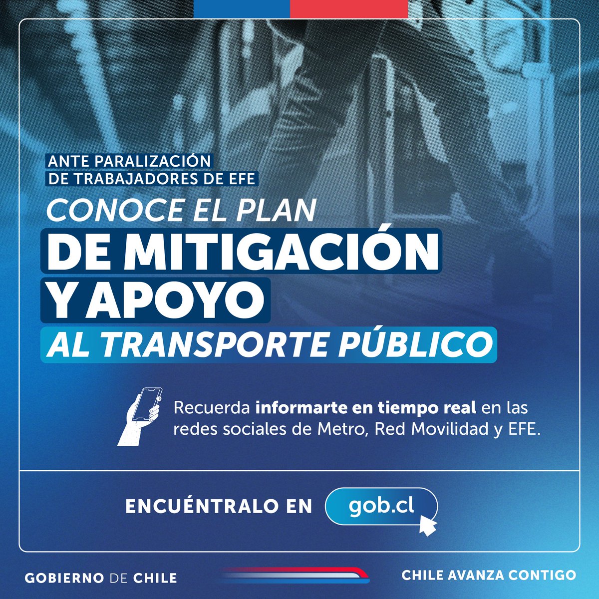 GobiernodeChile's tweet photo. ✅ Buses de refuerzo que conectarán con estaciones del Metro.
✅ Aumento de trenes en líneas 1 y 2 del Metro.
✅ Refuerzo de buses y aumento frecuencias en Buin, Paine y regiones de Valparaíso y Biobío.

📲 Conoce más medidas y los detalles en https://t.co/ZzXt7dI2W3
