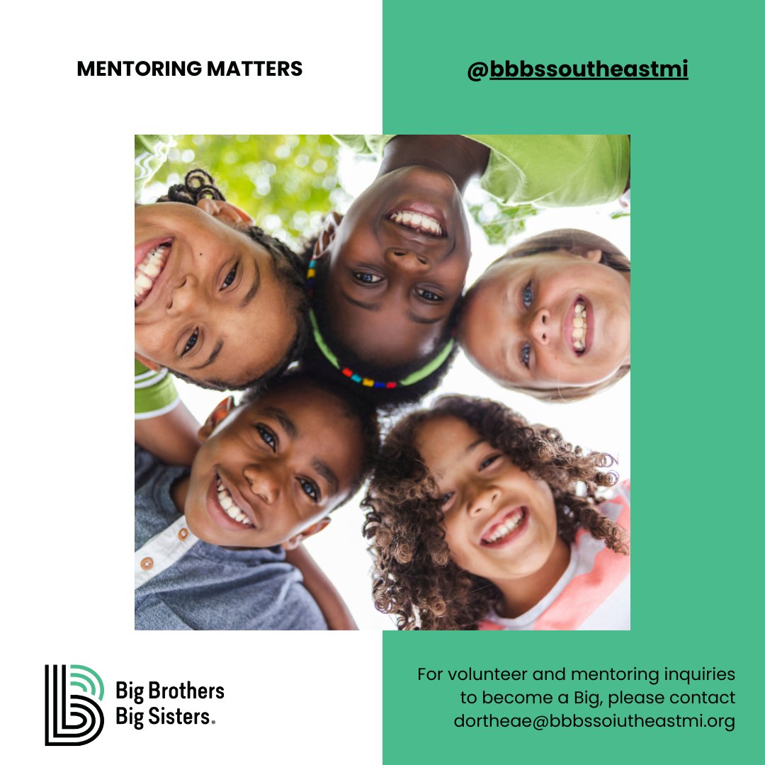 #MentroingMatters Join us in making a difference! Meet some of the amazing kids hoping to find a Big Brother or Big Sister. Your time can have a big impact on their lives. Be a part of their journey as a Defender of Potential! bbbssoutheastmi.org/mentor/