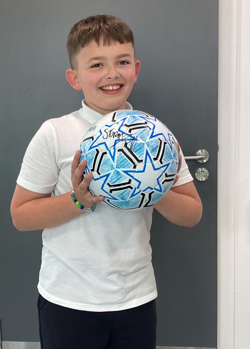 Great excitement at Spring School today as <a href="/stormzy/">Stormzy</a>  pulled up outside the school and signed a football - held here by one of our Year 5 pupils, who is a big fan!