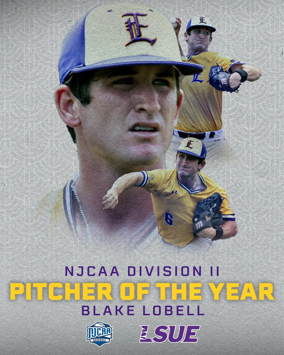 LSUE Baseball (@lsuebengalsbsb) on Twitter photo The Nation's Ace
Blake Lobell caps off prolific sophomore campaign, being named the 2024 <a href="/NJCAABaseball/">NJCAA Baseball</a> National Pitcher of the Year. Lobell led the entire nation in strikeouts with a 14-0 record and 2.04 ERA.
#DDCS
#GeauxBengals
Full Details 👇
athletics.lsue.edu/news/2024/6/24… The Nation's Ace
Blake Lobell caps off prolific sophomore campaign, being named the 2024 <a href="/NJCAABaseball/">NJCAA Baseball</a> National Pitcher of the Year. Lobell led the entire nation in strikeouts with a 14-0 record and 2.04 ERA.
#DDCS
#GeauxBengals
Full Details 👇
athletics.lsue.edu/news/2024/6/24…