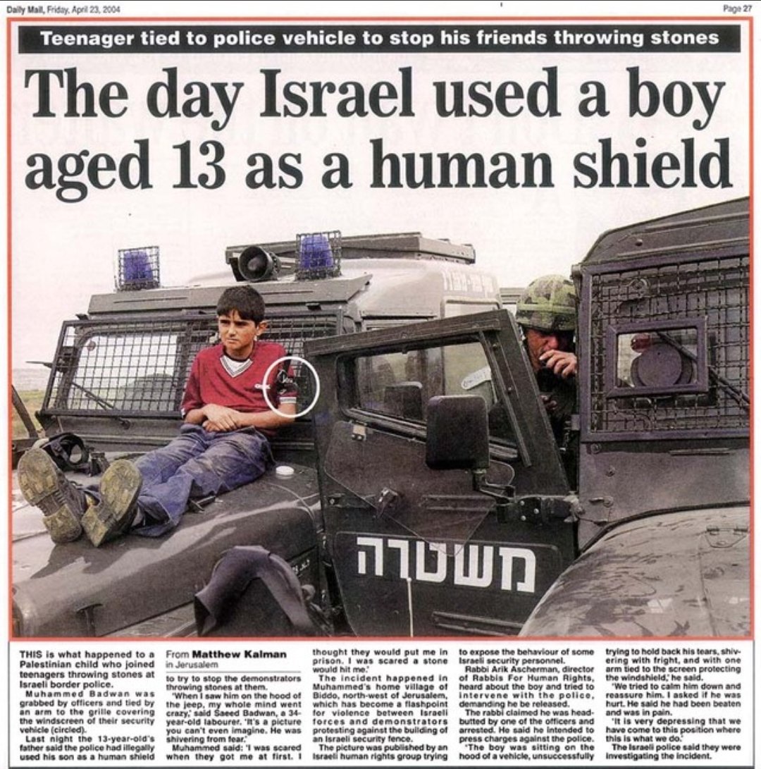 guanchewarrior's tweet photo. @BBCWorld The full article. There are dozens of well documented cases (captured on videos, photos) and hundreds of witness testimonies of Israel using human shields. By contrast I have not found a single photographic evidence of Hamas ever doing the same (all later proved to be staged). https://t.co/dPMz9OvlVE