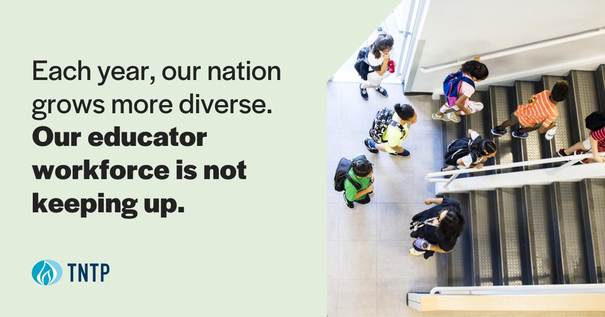 Here’s the truth: despite our nation getting more diverse ever year, our teacher workforce is not keeping up.

Here’s how we can close the educator-to-student diversity gap: ow.ly/S3R950QGun8

#DiversifyEd #GuidedByPurpose #CloseTheGap