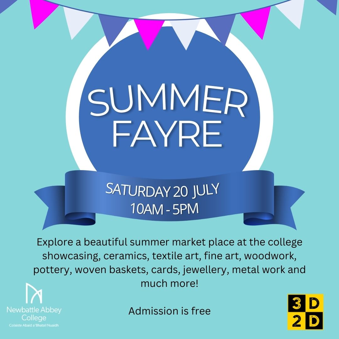 NewbattleTweets's tweet image. ☀️Join us at the summer fayre at Newbattle Abbey College with @3d2devents - a friendly gathering of local artists and makers! ☀️

📅 Saturday 20 July

⏲️ 10am - 5pm

💳 Admission is free

Don't miss out! 

More info 👉 ow.ly/YxE650So7g6

#summerfayre #localartisans