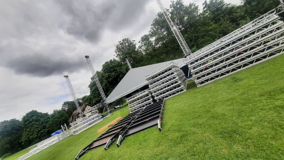 It's taking shape! The stage is going up for this year's <a href="/MonktonBath/">Monkton Combe School</a> Longmead Music Fest on Friday night! Exciting times ahead... #MonktonExpressiveArts