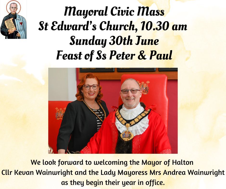 On Sunday we welcome <a href="/HaltonMayor/">Mayor of Halton</a> to Mass as he begins his year in office