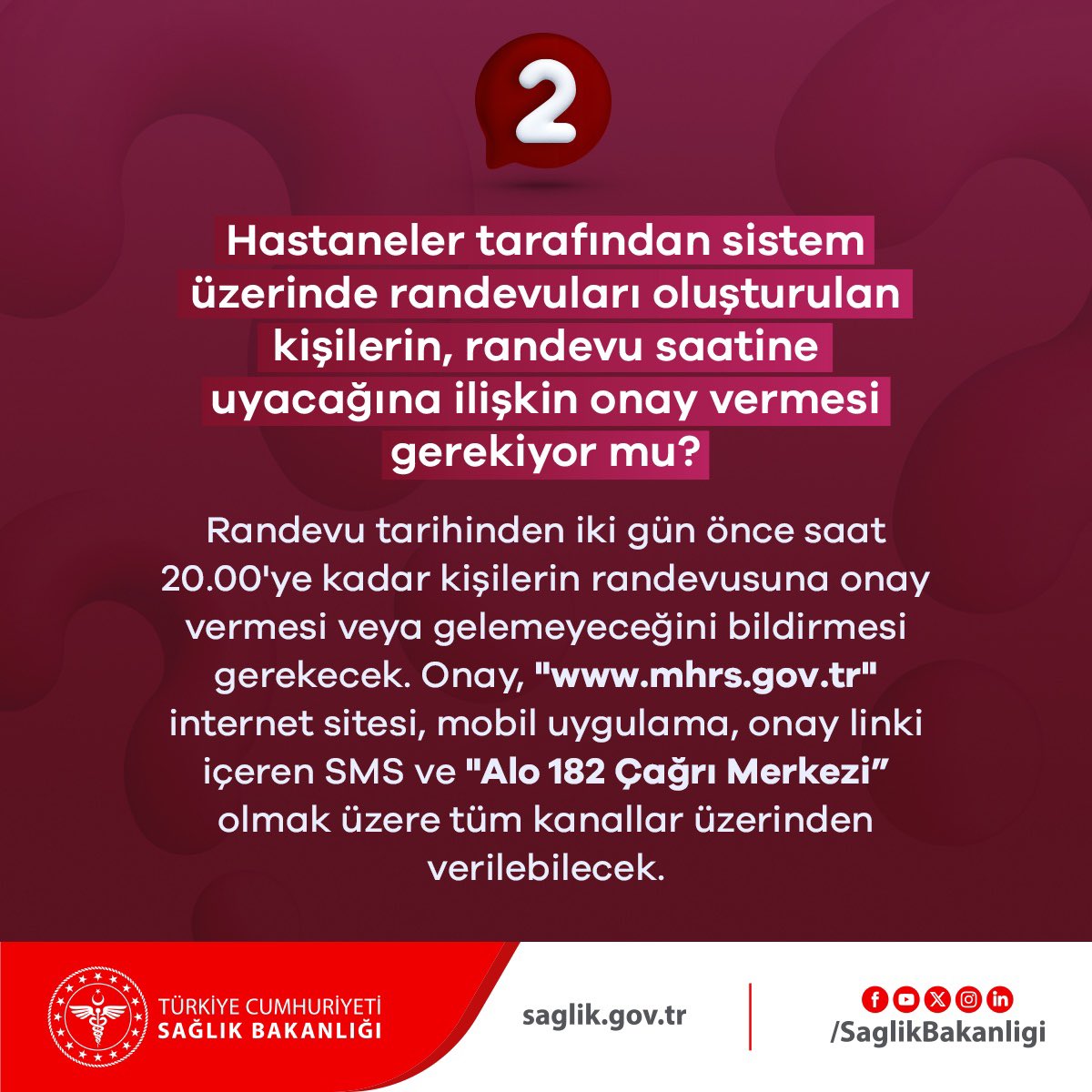 Hastaneler tarafından sistem üzerinde randevuları oluşturulan kişilerin, randevu saatine uyacağına ilişkin onay vermesi gerekiyor mu?