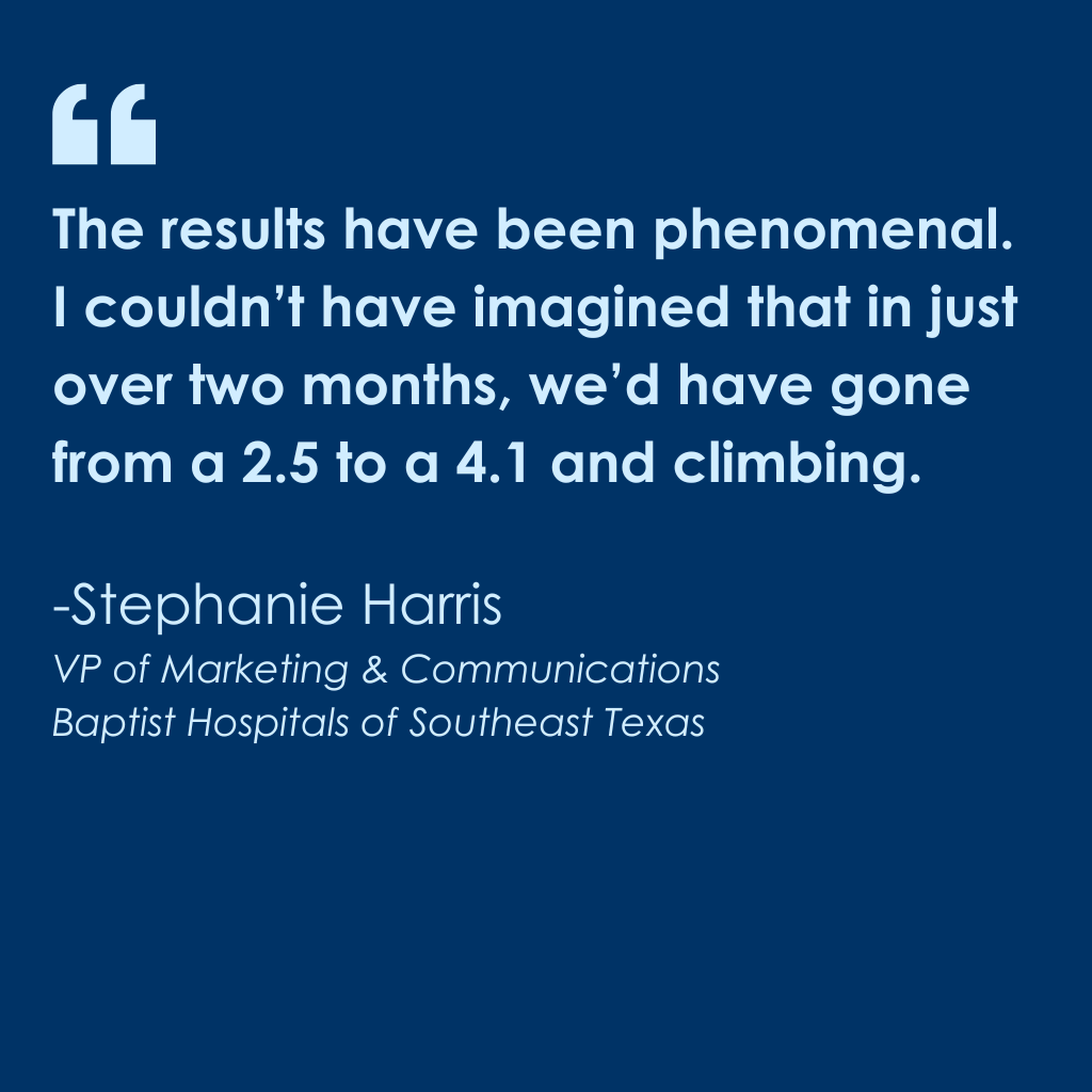 simpleinteract's tweet photo. Simple Interact made a difference at Baptist Hospitals of Southeast Texas, elevating Google ratings and uplifting staff morale. Hear from Stephanie Harris about the journey to improve patient feedback and online reputation!

https://t.co/bR9Ryzt9dI https://t.co/fGnRV4BXZR