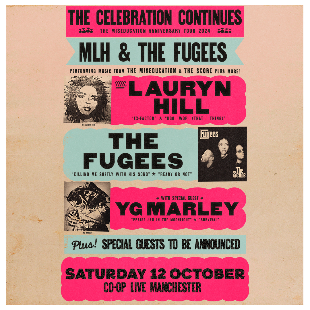 TheCoopLive's tweet image. JUST ANNOUNCED: @mslaurynhill &amp;amp; The Fugees

Ms. Lauryn Hill &amp;amp; The Fugees are coming to Co-op Live on 12 October!

cooplive.com/events/89/the-…

@CoopUK Members get first in line access to tickets
 
Co-op Member presale:10:00 26 JUNE
General Sale:10:00 28 JUNE