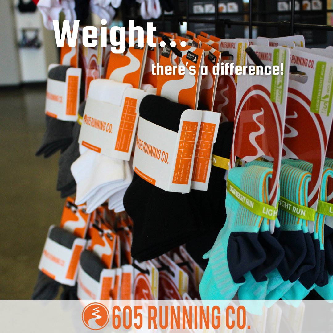 Run605's tweet photo. Weight... there's a difference! How to tell which sock weight fits your needs.
See what sock type works best for you at 605 Running Co.
#run605 #socks #runningsocks https://t.co/i8LnMbsKHV