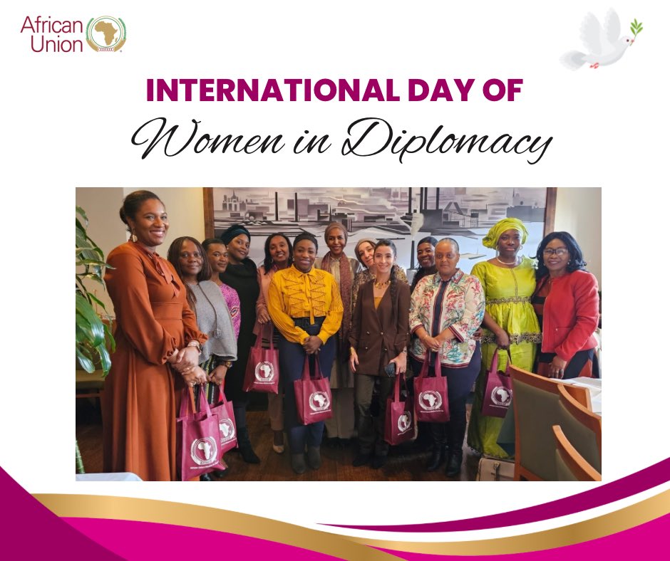 On this International Day of #WomenInDiplomacy, we honor the remarkable achievements and steadfast dedication of women diplomats for Africa and the world. Their #leadership and #vision are essential to building a peaceful and prosperous 🌍 . 
#theAfricaWeWant  #Agenda2063 #IDWD