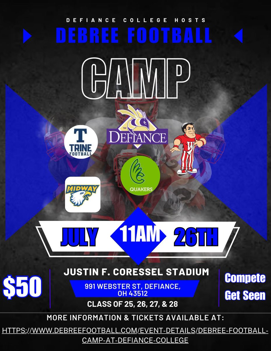 Derek Bertrand(DeBree Football) (@derekbertrand15) on Twitter photo 🚨🚨🚨🚨🚨🚨🚨🚨🚨🚨🚨🚨
We just keep adding great schools to our already great lineup of colleges‼️ If you are not registered yet, you will not want to miss this opportunity🔥
<a href="/OhioXsAndOs/">Ohio X’s and O’s 🏈</a> <a href="/Kraekelso/">Krae Kelso</a> <a href="/Coach_Nickell/">Bill Nickell</a> <a href="/CoachKBurke3/">Kevin Burke</a> <a href="/Coach_Griffin32/">Kevin Griffin</a> <a href="/Coachtrio94/">Indy Prep Showcase Coord. || BDHS Freshman HC</a> <a href="/Coach_Scruggs/">Harvey Scruggs</a> 🚨🚨🚨🚨🚨🚨🚨🚨🚨🚨🚨🚨
We just keep adding great schools to our already great lineup of colleges‼️ If you are not registered yet, you will not want to miss this opportunity🔥
<a href="/OhioXsAndOs/">Ohio X’s and O’s 🏈</a> <a href="/Kraekelso/">Krae Kelso</a> <a href="/Coach_Nickell/">Bill Nickell</a> <a href="/CoachKBurke3/">Kevin Burke</a> <a href="/Coach_Griffin32/">Kevin Griffin</a> <a href="/Coachtrio94/">Indy Prep Showcase Coord. || BDHS Freshman HC</a> <a href="/Coach_Scruggs/">Harvey Scruggs</a>