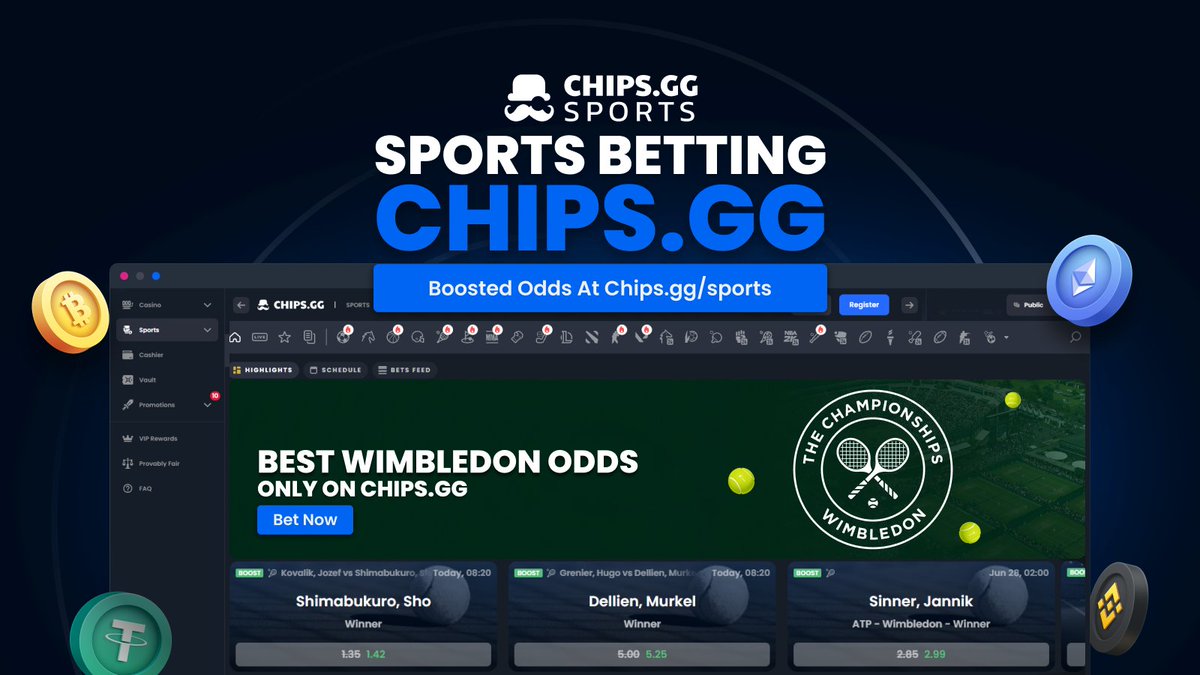 chipsgg's tweet photo. Wimbledon has just started, and you have all the matches with the best odds on Chips 🏆

RT and Comment who you will be betting on for a chance to win $50 in free bet! 💰