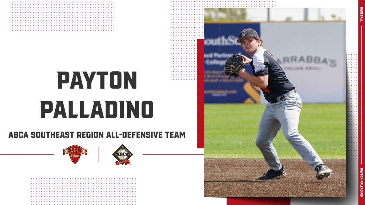 Payton Palladino was named to the 2024 ABCA NCAA DII Southeast Region All-Defensive Team👏

Palladino is the first Flagler player since 2012 to receive this award‼️

Palladino finished the year with a .994 fielding percentage, 97 assists &amp; 65 putouts💪

#GoSaints | <a href="/Flagler_BSB/">Flagler Baseball</a>