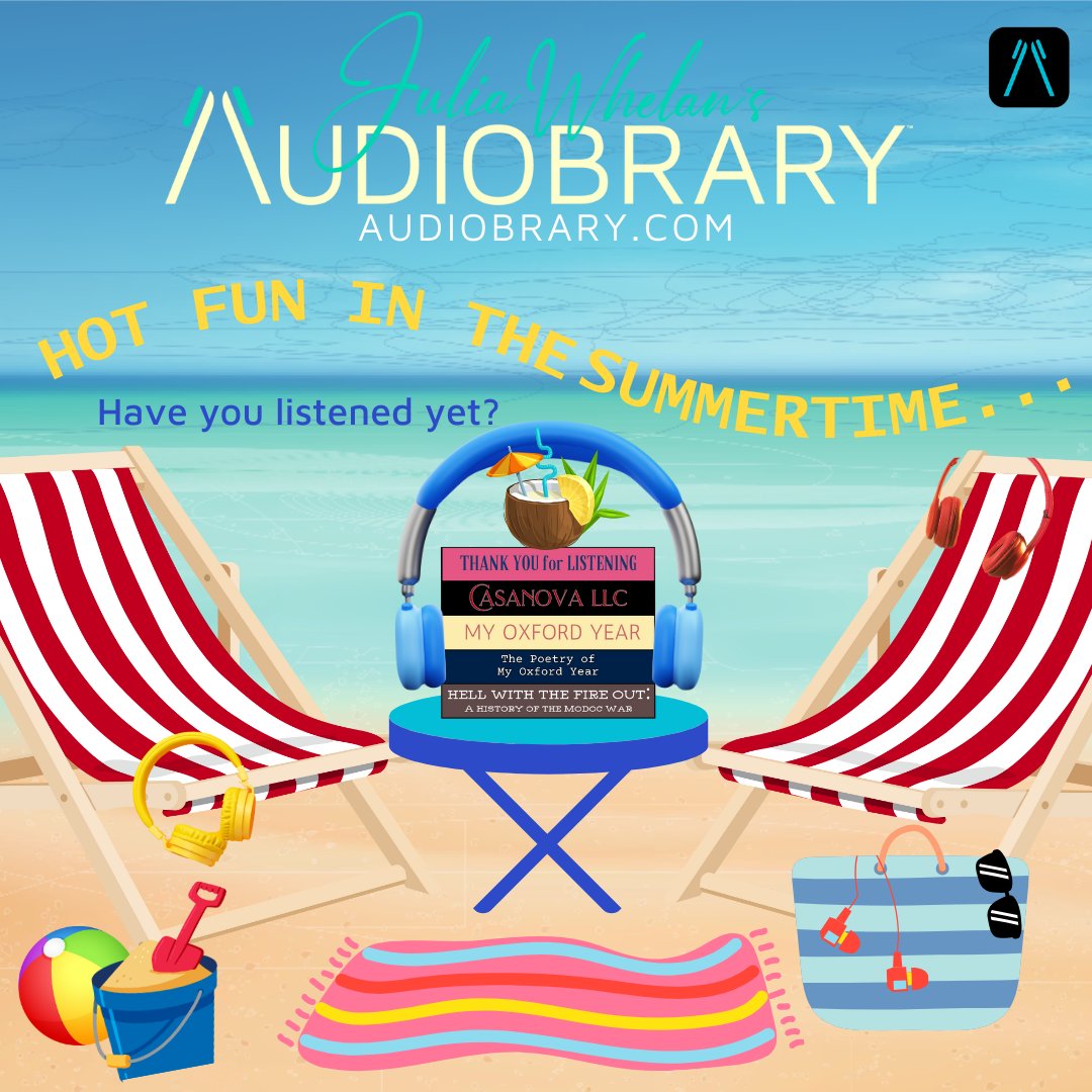 justjuliawhelan's tweet photo. @justjuliawhelan's Audiobrary has everything you need for the heat of Summer...Thank You For Listening, Casanova LLC, My Oxford Year + Poetry Bundle, and Hell With The Fire Out...now that's some fun in the sun! #audiobrary #audiobook #audioromance #summerreading https://t.co/ZOYLVj3chd