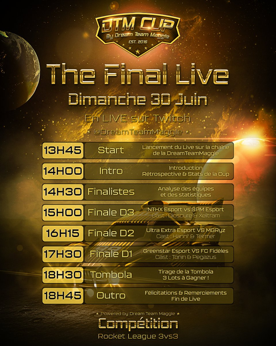 Dream Team Maggle (@dreamteammaggle) on Twitter photo ๐๐ฬ๐ซ๐จ๐ฎ๐ฅ๐๐ฆ๐๐ง๐ญ ๐๐ ๐ฅ๐ ๐ฃ๐จ๐ฎ๐ซ๐ง๐ฬ๐ ๐
Ce dimanche 30 juin se tiendra le rendez-vous ultime de la DTM Cup #3. Au programme, trois finales pour trois matchs d'une haute intensitรฉ. ๐ช
Notez la date, nous vous attendons nombreux pour cette fin d'รฉvรจnement. ๐ซถ ๐๐ฬ๐ซ๐จ๐ฎ๐ฅ๐๐ฆ๐๐ง๐ญ ๐๐ ๐ฅ๐ ๐ฃ๐จ๐ฎ๐ซ๐ง๐ฬ๐ ๐
Ce dimanche 30 juin se tiendra le rendez-vous ultime de la DTM Cup #3. Au programme, trois finales pour trois matchs d'une haute intensitรฉ. ๐ช
Notez la date, nous vous attendons nombreux pour cette fin d'รฉvรจnement. ๐ซถ