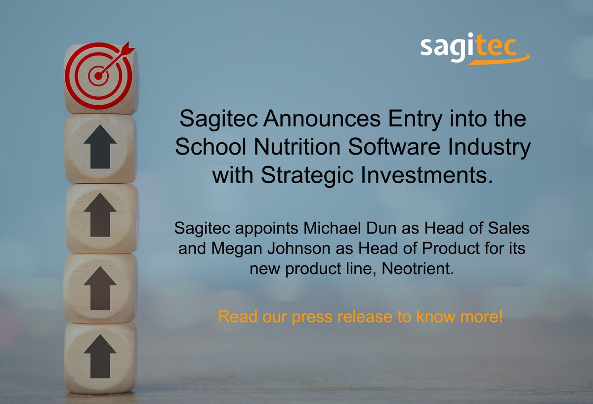 Sagitec Solutions appoints Michael Dun as head of sales, and Megan Johnson as head of product for its new product line Neotrient. Neotrient is powered by Xelence, Sagitec's low-code/no-code platform. Read our press release to know more! hubs.ly/Q02D0nXW0