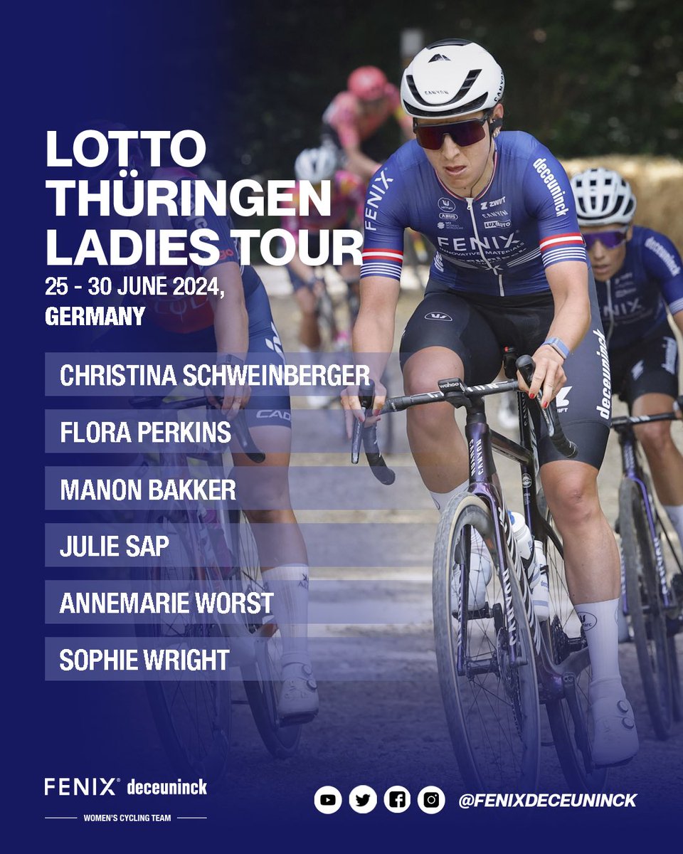 Tomorrow starts <a href="/LottoLadiesTour/">LottoThüringenLadiesTour</a>, a six-day 🇩🇪 stage race with a strong field of participants.

Here's our lineup. Success ladies 🤞

#fenixdeceuninck