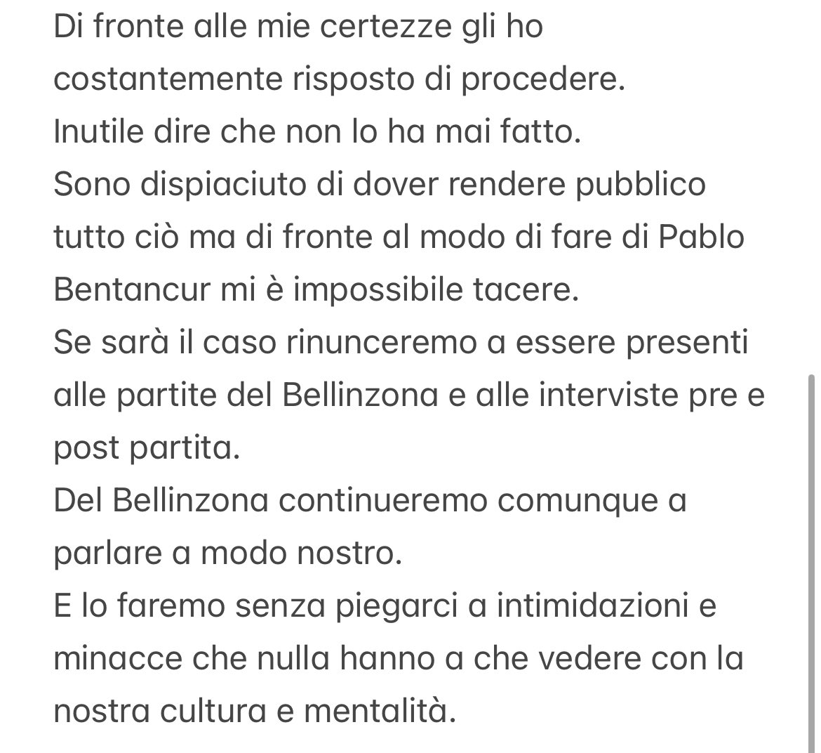 Oggi Pablo Bentancur non ci ha permesso di essere presenti alla ripresa degli allenamenti del Bellinzona.
Volete sapere perché?
Leggete qui sotto…