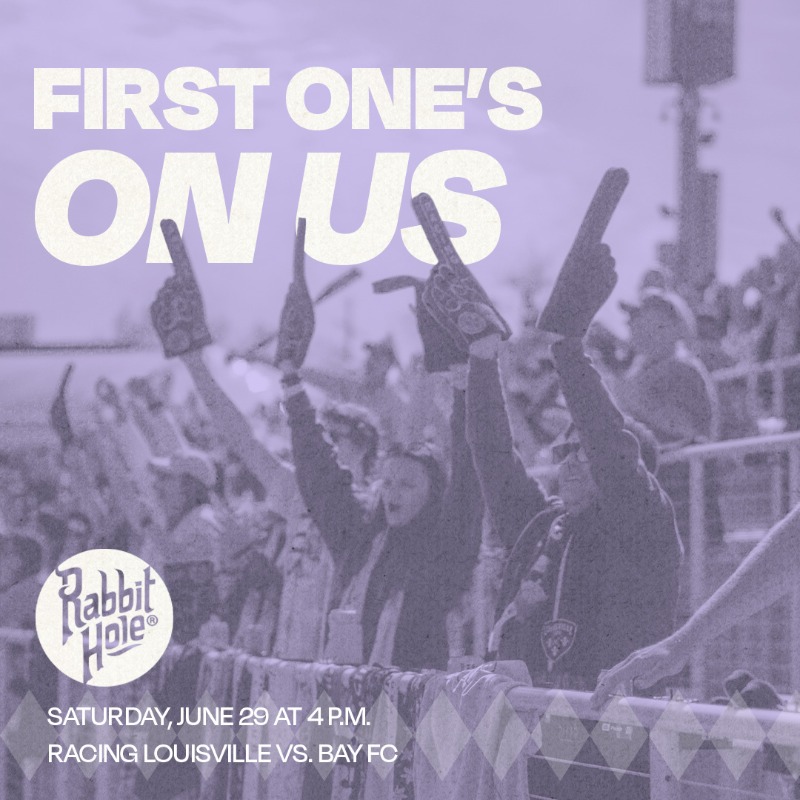 RacingLouFC's tweet photo. Never been to a #RacingLou match? The first one’s on us! 🎟️

Thanks to our friends at @RabbitHoleKy, any newcomers are eligible for one complimentary ticket to Saturday’s Fill the Fam match!