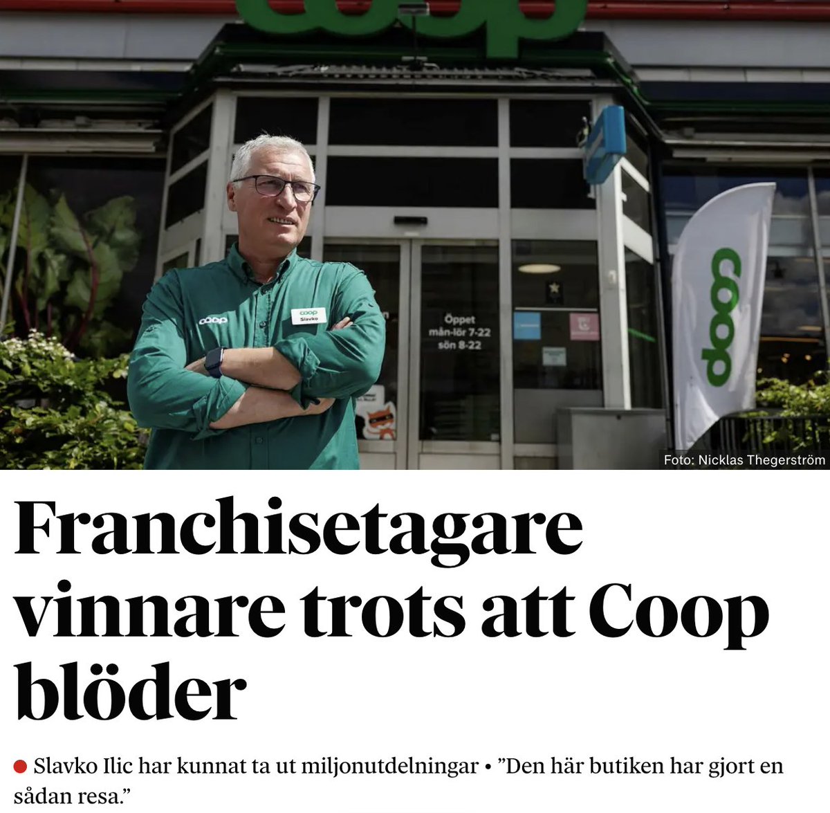 Jonas_froberg's tweet photo. Dagens andra artikel i @dagensnyheter om Coop av @Arlindberg och mig. Vad blir kvar av Coops kärna - "ej tjäna på andra - men tjäna varandra"?  https://t.co/vwD0QwniHt https://t.co/EEWzseGP7v