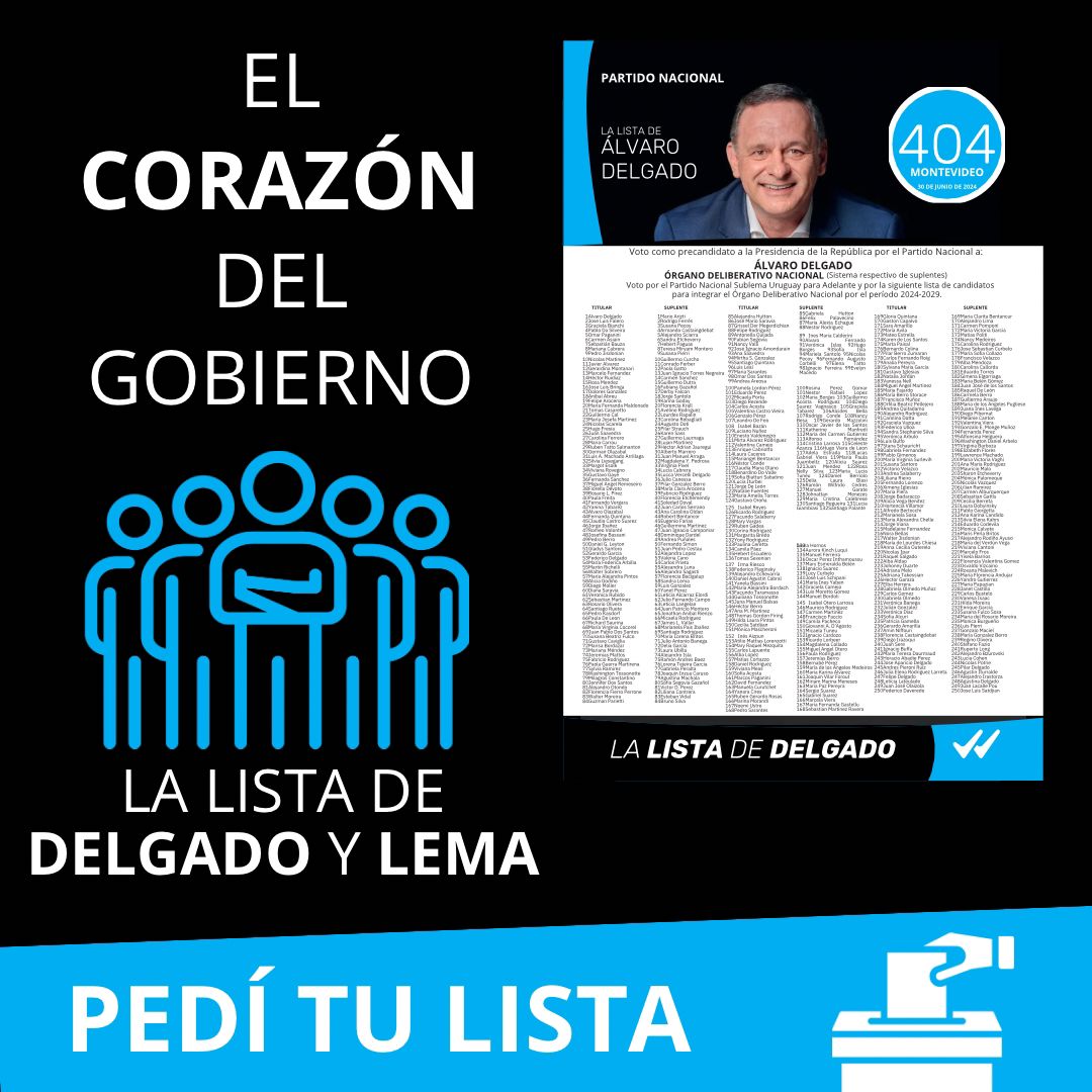 El domingo votá a la lista de Delgado, al corazón del gobierno. Pedí tu lista al 094 404 404. 

#UruguayParaAdelante
#FuerzaDeEquipo
