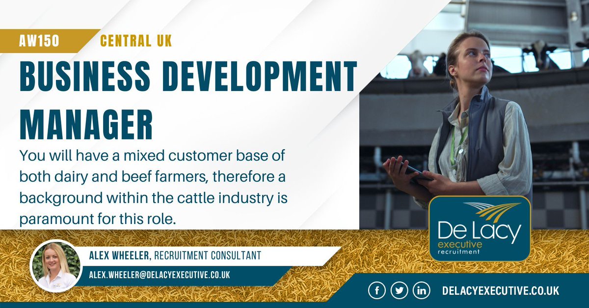 DeLacyExecutive's tweet image. Come from a field based setting with a recognisable presence in the industry?
As Business #DevelopmentManager, you will be highlighting opportunities for farmers & streamlining their calf outlet.
If this sounds like the role for you...
Apply: delacyexecutive.co.uk/jobs/aw150-bus…
#UKJobs