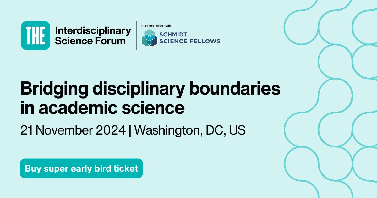 THE Events (@theeventsglobal) on Twitter photo Join us at the inaugural THE Interdisciplinary Science Forum in Washington DC on 21 November, hosted in partnership with <a href="/SchmidtFellows/">Schmidt Science Fellows</a> .
Our jam-packed agenda will focus on the following themes:
💠Demystifying interdisciplinary science research
💠Innovative models for Join us at the inaugural THE Interdisciplinary Science Forum in Washington DC on 21 November, hosted in partnership with <a href="/SchmidtFellows/">Schmidt Science Fellows</a> .
Our jam-packed agenda will focus on the following themes:
💠Demystifying interdisciplinary science research
💠Innovative models for