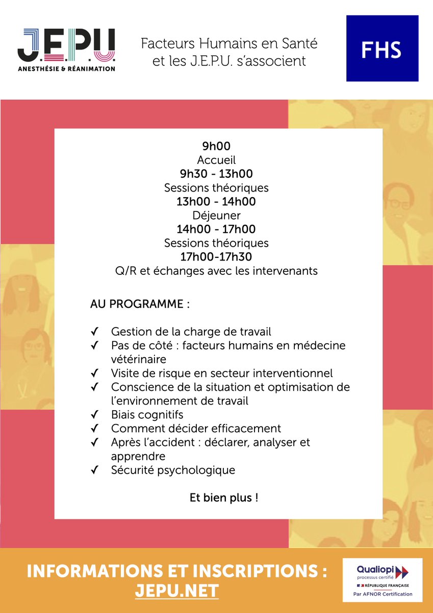 J-4 avant notre première journée <a href="/FH_en_Sante/">Facteurs Humains en Santé</a>  et J.E.P.U., le 28 JUIN 2024, où nous aborderons les clés de la compréhension du fonctionnement humain et organisationnel !

👉 Retrouvez le programme complet ici : bit.ly/4bbIXCM