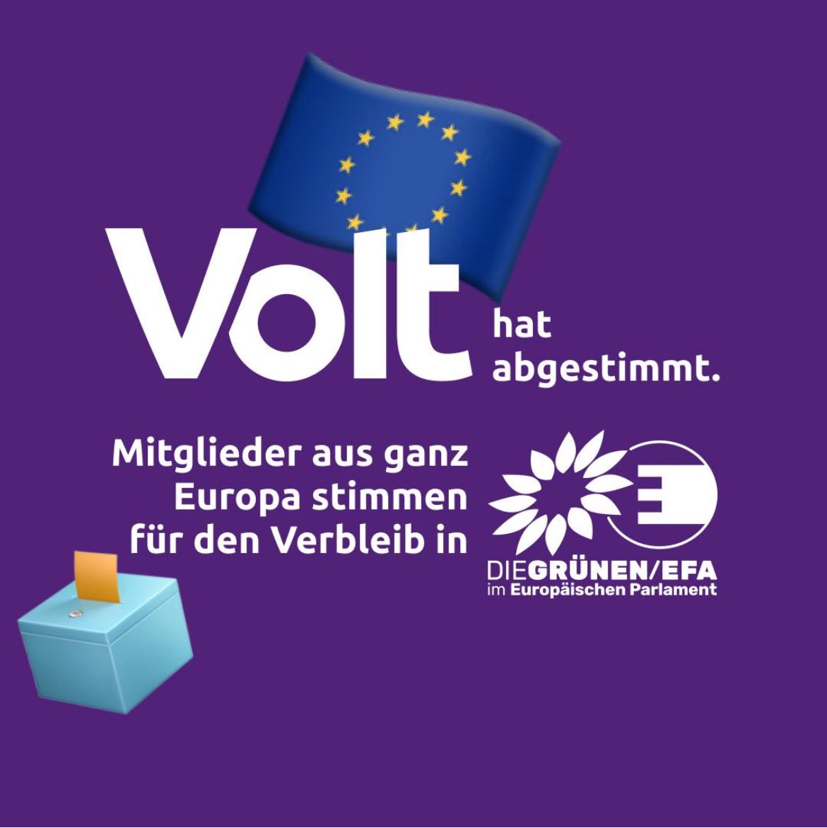 Volt Berlin (@volt_berlin) on Twitter photo Wir haben abgestimmt! 🗳️ Unsere fünf Abgeordneten schließen sich wieder der Fraktion <a href="/GreensEFA/">Greens/EFA in the EU Parliament 🌍</a> an. 💜🇪🇺🫶🏻⚡️
#VoltEuropa #VoltNederland #VoltDeutschland #Volt #Europe #EuropeanParliament #MEP #GreensEFA Wir haben abgestimmt! 🗳️ Unsere fünf Abgeordneten schließen sich wieder der Fraktion <a href="/GreensEFA/">Greens/EFA in the EU Parliament 🌍</a> an. 💜🇪🇺🫶🏻⚡️
#VoltEuropa #VoltNederland #VoltDeutschland #Volt #Europe #EuropeanParliament #MEP #GreensEFA