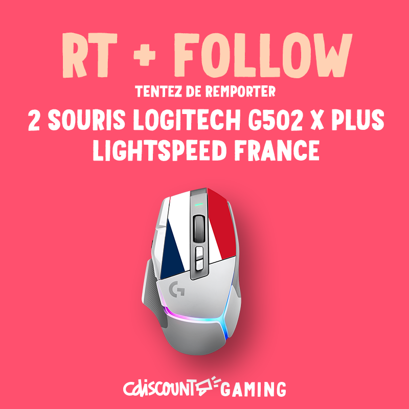 Cdiscount Gaming (@cdiscountgaming) on Twitter photo 🎁 #Concours
On vous fait gagner 2 Souris Logitech G502 x Plus Lightspeed aux couleurs de la France ! : bit.ly/4cdxm7z
Pour tenter ta chance :
✔️ RT + FOLLOW <a href="/CdiscountGaming/">Cdiscount Gaming</a>
🍀 TAS le 01/07 🎁 #Concours
On vous fait gagner 2 Souris Logitech G502 x Plus Lightspeed aux couleurs de la France ! : bit.ly/4cdxm7z
Pour tenter ta chance :
✔️ RT + FOLLOW <a href="/CdiscountGaming/">Cdiscount Gaming</a>
🍀 TAS le 01/07
