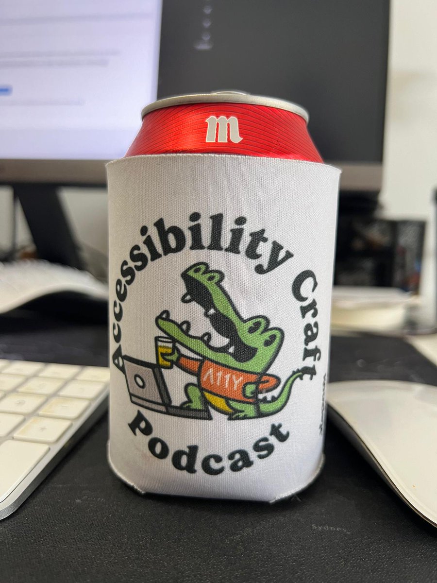 Using this Accessibility Craft Podcast Koozie from <a href="/EqualizeDigital/">Equalize Digital</a> a lot this summer. 🍺😎

#wceu
#accessibilitycraftpodcast