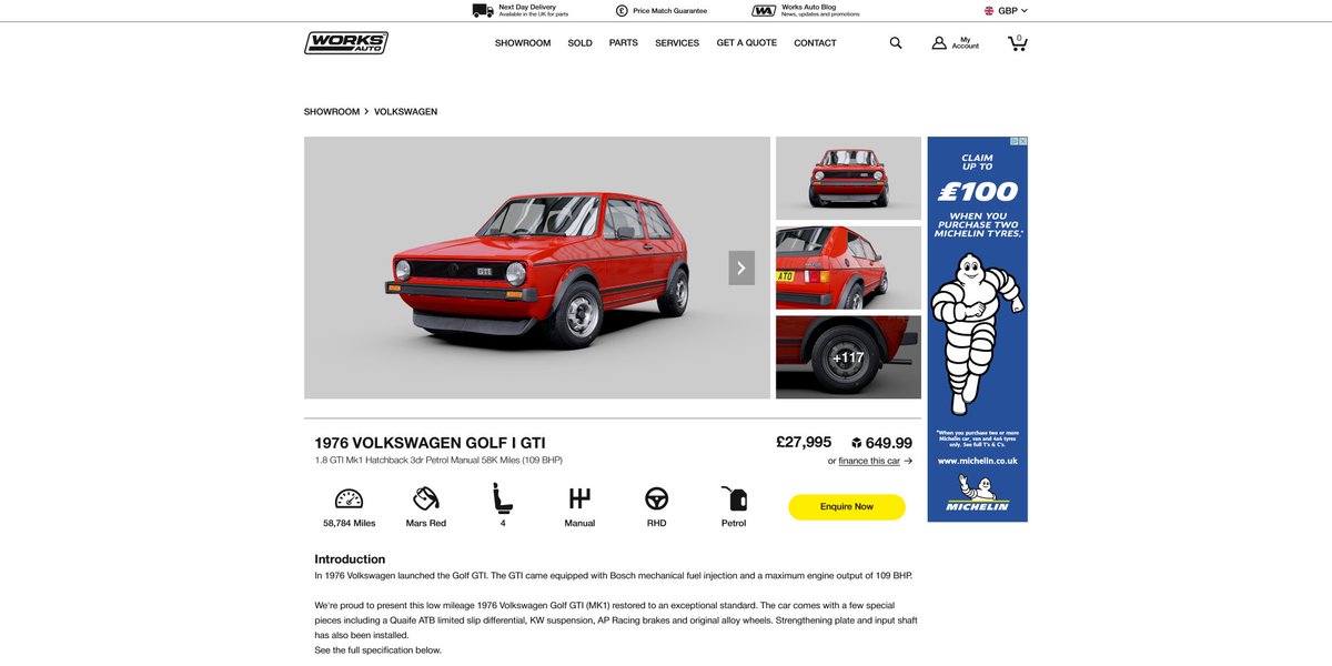 Recently restored Mk1 Golf GTI that just came in. Stunning example with only 58,784 miles. skfb.ly/oUNKD