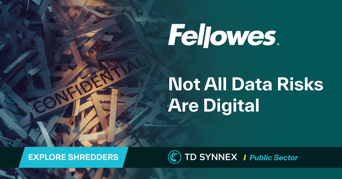 TD_SYNNEX_PS's tweet image. In a digital era, remember not all #datasecurity risks are online. From employee information to other internal documents, create a total #datasecurityplan that uses @FellowesBrands #papershredders. bit.ly/3whSJVr