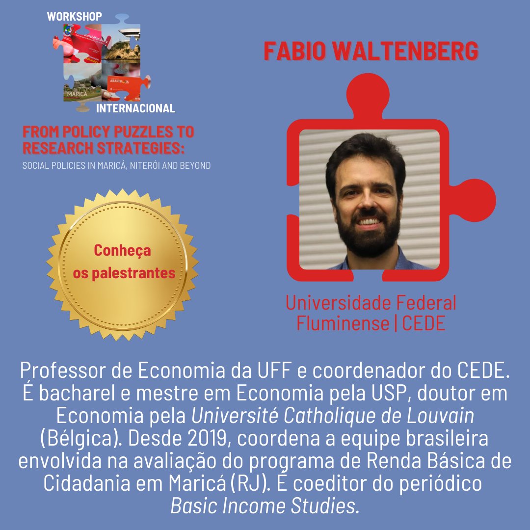 Prosseguindo com a apresentação dos nossos palestrantes e debatores do Workshop Internacional que acontecerá na <a href="/uff_br/">UFF</a> 

Hoje apresentamos Maicon Carlos, Jimmy Medeiros e Fabio Waltenberg. 

⏰ Faltam 3 dias para o evento, reserve seu lugar: forms.gle/XTr9kww9Nd7Ao4…

#economiarj