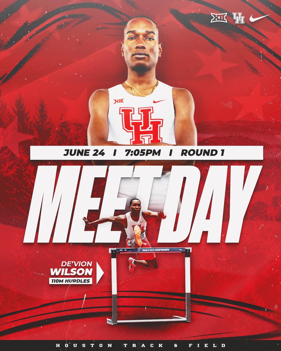 UHCougarTF's tweet photo. U.S. Olympic Trials 🇺🇸

De’Vion Wilson is set to make his Olympic Trials debut as he competes in the first round of the 110m hurdles at 7:05 pm CT.

📺 NBC/Peacock
Watch/live results: https://t.co/9Bh6Tfrrs5

#HTownSpeedCity x @slayvion_ https://t.co/UMknj1YZcN