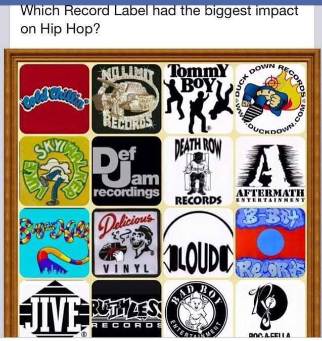 BlkHistStudies's tweet photo. Which record label had the biggest impact on Hip-Hop? 🤔 #hiphop #blackmusicmonth #whoismissing https://t.co/Qn0YZ4AlVB