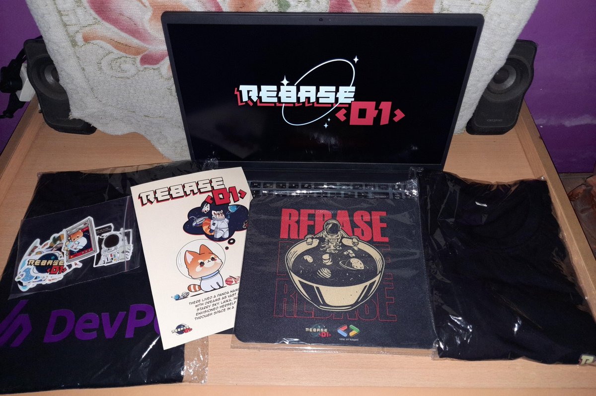 Along with my teammates  <a href="/_Arup18_/">Arup Matabber</a> , Anipriyo Mandal and <a href="/patra_ronita/">Ronita Patra</a> , I participated in <a href="/Rebase_01/">Rebase-01</a>  organized by <a href="/gdsciiitkalyani/">GDG On Campus - IIIT Kalyani</a>  securing position in Top-25 finalists and these amazing swags from Rebase<01>✨

Thank you <a href="/hrittikhere/">Hrittik Roy</a>  and <a href="/loft_sh/">vCluster</a>  for the giveaway! 🚀