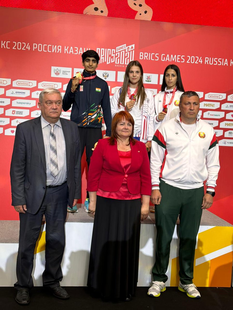 ITBP_official's tweet photo. Gold for ITBP!
Congratulations to CT Minakshi of the #ITBP Boxing Team for winning the Gold medal in the 45-48 kg weight category at the BRICS Games in Kazan, Russia! 🥇 #Himveer
#ProudMoment
#BRICSGames https://t.co/LtMHwsKg8q