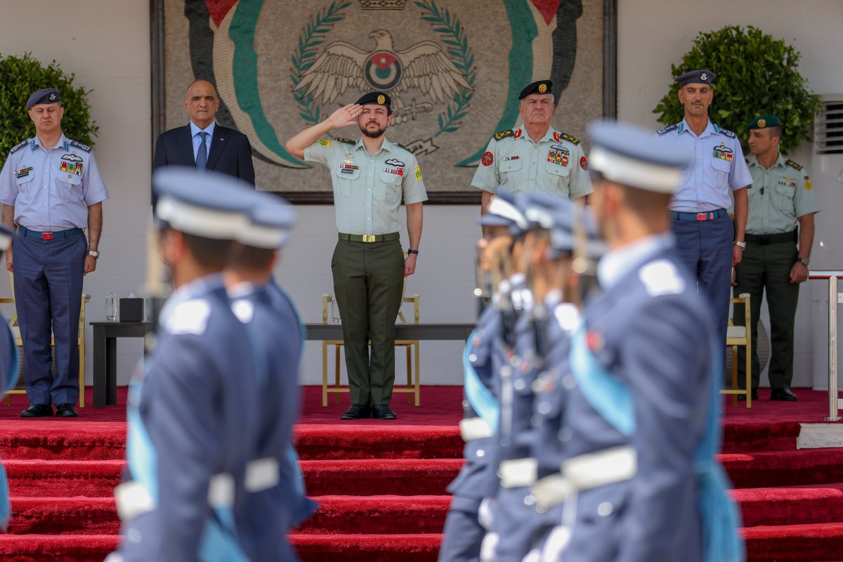 RHCJO's tweet photo. His Royal Highness Crown Prince Al Hussein, the Regent, attends the graduation ceremony of the 53rd class of pilot cadets at King Hussein Air College
#Jordan https://t.co/MGqp8zBDCz