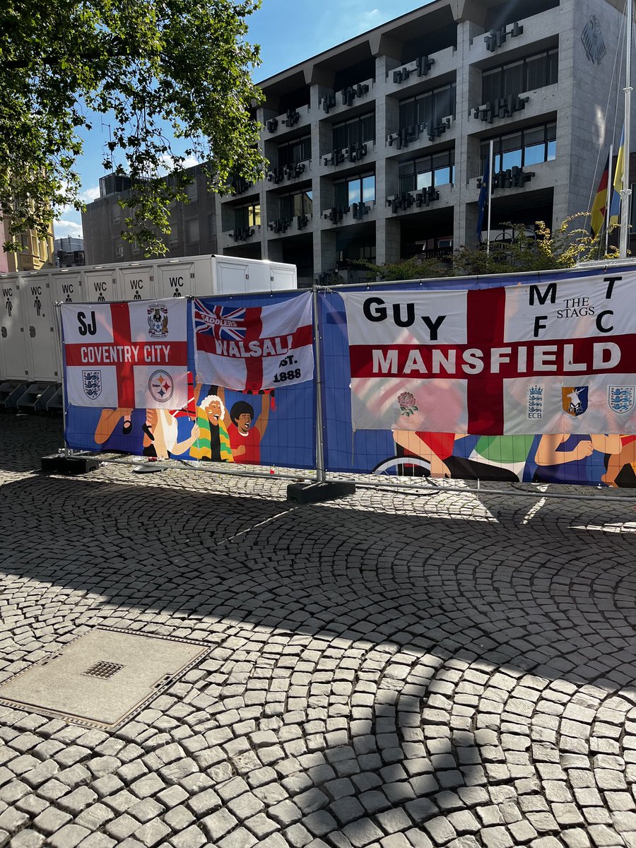 mrmarksteel's tweet photo. The new In Town series starts tonight at 6.30 I’m in Cologne where the England fans are, and they’ve kindly celebrated the series like this, I’m moved. https://t.co/iu9SL1AT8v