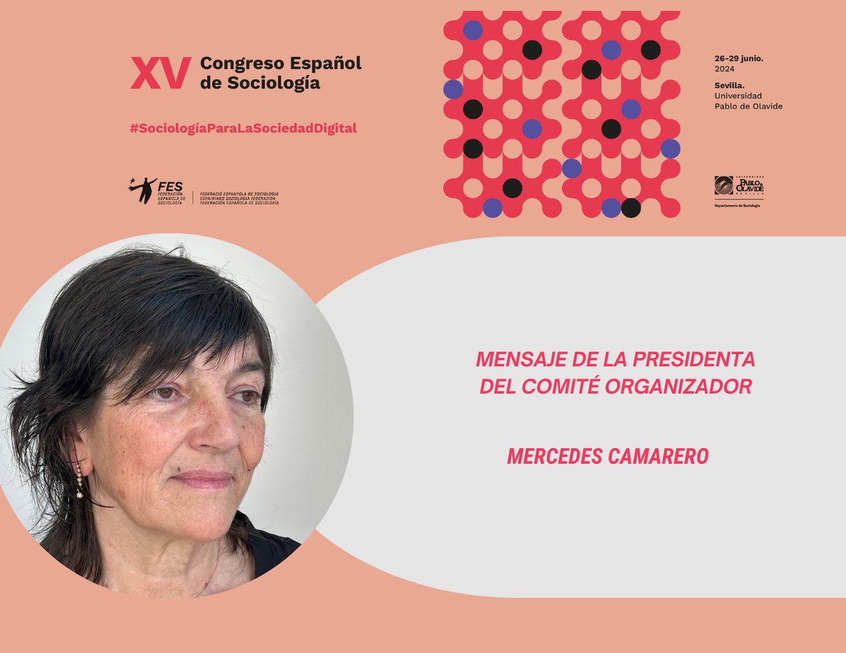 FES_Sociologia's tweet photo. 🌟 ¡El #CongresoFES2024 ya está aquí!

Mercedes Camarero (@mzuazo66), presidenta del Comité Organizador, nos comparte su entusiasmo y orgullo por el arduo trabajo realizado por parte de todo el equipo organizador, el voluntariado y las entidades implicadas. Nos da la bienvenida a Sevilla y a la Universidad @pablodeolavide, que serán el epicentro del debate sobre los problemas que afectan a nuestra sociedad.

🔗 Lee el mensaje completo 👉https://t.co/M62CyAE854

¡Nos vemos en Sevilla! 🌍📚