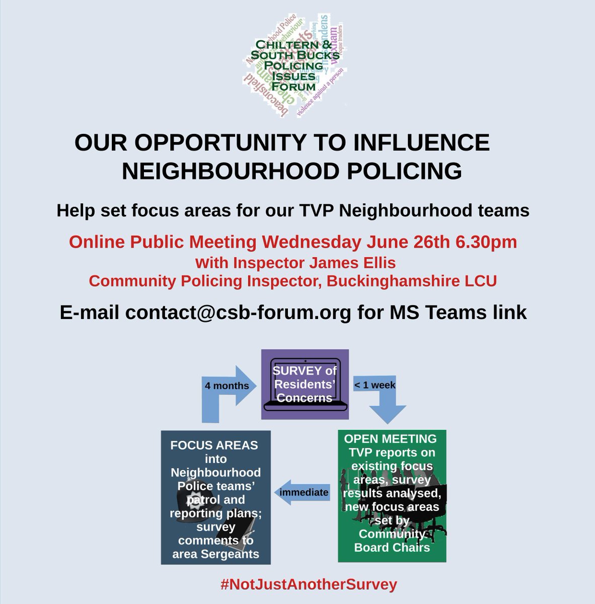 CSBForum's tweet image. Busy week ahead:
Tuesday 8pm - Football:  England vs Slovenia
Wednesday 6.30pm - @CSBForum MS Teams meeting with @TVP_Bucks Inspector James Ellis.  E-mail contact@csb-forum.org for link
Thursday - T20 World Cup Semis