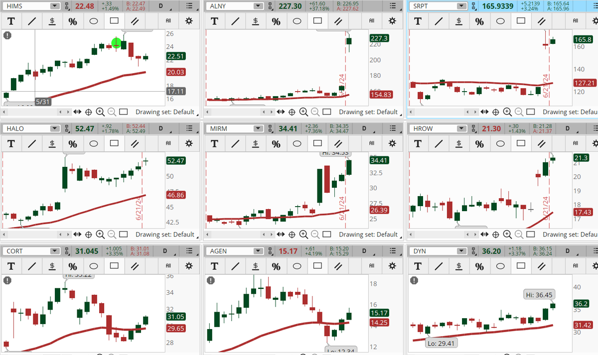 ConnieHillCS's tweet photo. Health Care is the dominant sector today in our Early Morning Movers scan. Some examples, not recommendations are: #HIMS, #ALNY, #SRPT, #HALO, #MIRM, #HROW, #CORT, #AGEN, #DYN. Let's see if the strength continues today. https://t.co/ysZqDkp3HY