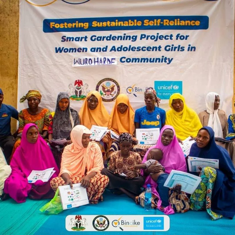 Bincike_Int's tweet photo. Women and Adolescent Girls Exiting Armed Groups are receiving practical training on Smart Micro Gardening and Fish Farming by Bincike International in Mubi North and South with funding from the United States of America Department of States through @UNICEF

#Reintegration https://t.co/3xolspDdYB