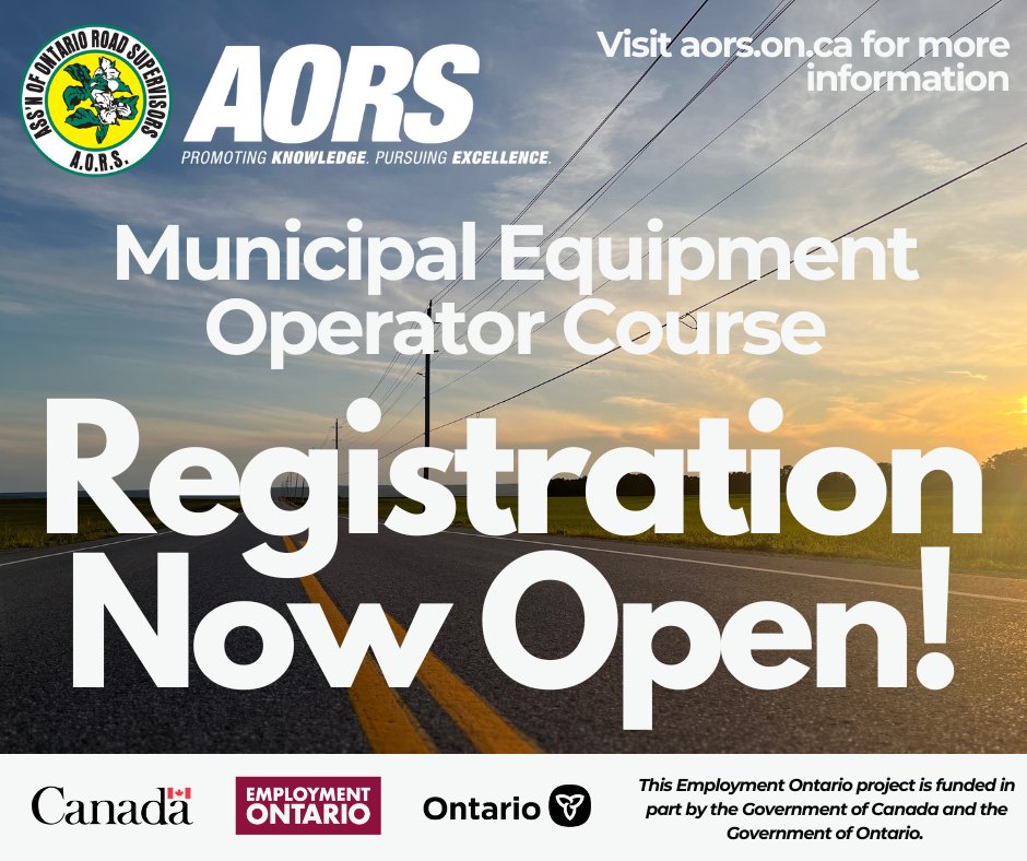 You can now register online for the Municipal Equipment Operator course! 

Find all of the information here: aors.on.ca/municipal-equi…

<a href="/AORS_Official/">AORS - Association Of Ontario Road Supervisors</a>

#ONjobs #onmuni #localgov