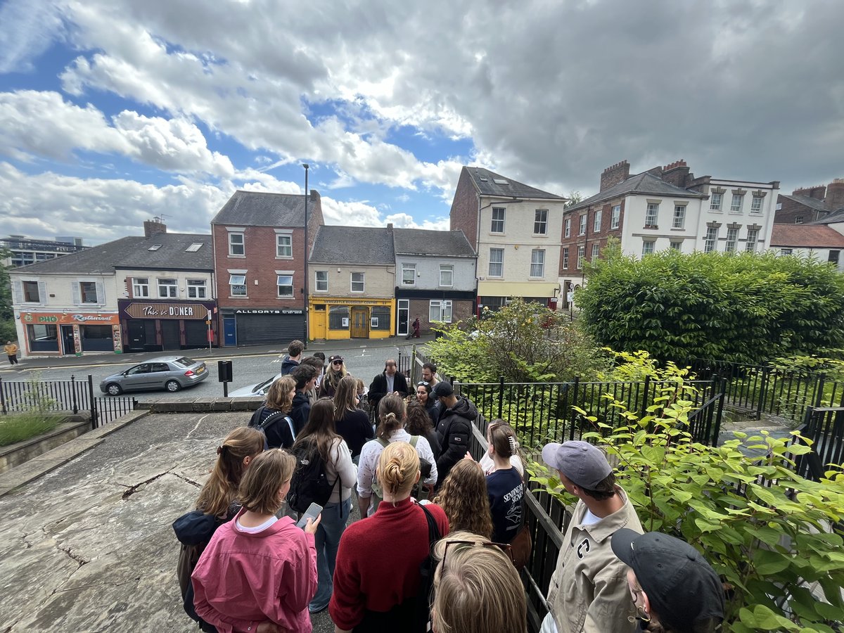ShabanaMarshall's tweet photo. Felt good to revisit my #RGS2022 walking tour, this time with students from @UvA_Amsterdam sharing with them my memories and critical perspectives on racialised and gendered experiences of growing up in Newcastle's West End #decoloniselocalhistory #herstories #BritishMuslims https://t.co/IsJEWnXdcu