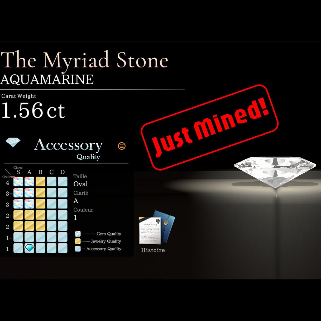 FredChesnais's tweet photo. Une pierre précieuse unique, la Myriad Stone, vient d'être découverte par un chercheur dans une mine de
@Brypto_Official !  

Selon le GemCutter , elle pèse 1,56 carats !  

Les pierres précieuses portant un nom unique s'échangent à des prix allant de 1 100 à 3 400 $BRIL !  

À quel prix pensez-vous que celle-ci sera vendue ?