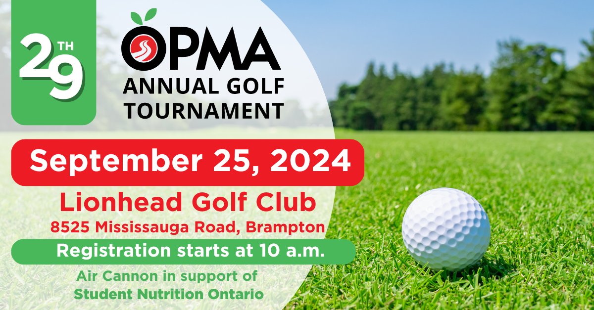 Make sure to save the date! The OPMA will be hosting the 29th annual golf tournament at Lionhead Golf Club in Brampton on Wednesday, Sept. 25th. For tickets: theopma.ca/event/2024-ann…
#golftournament #opma #fromfieldtoplate